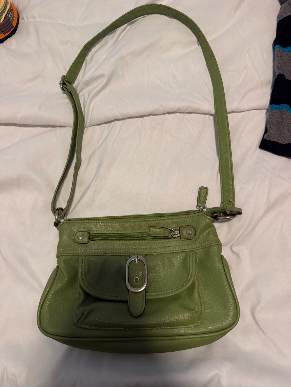 Merona Olive Green Leather Crossbody Bag